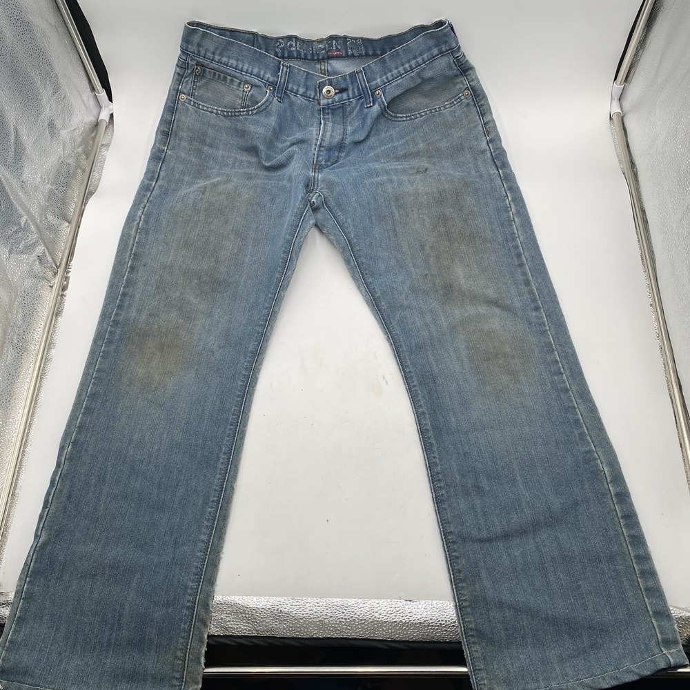 Levi's Denizen Jeans Men's Sz 33x29 218 Straight Fit Light Wash Grunge Destroyed